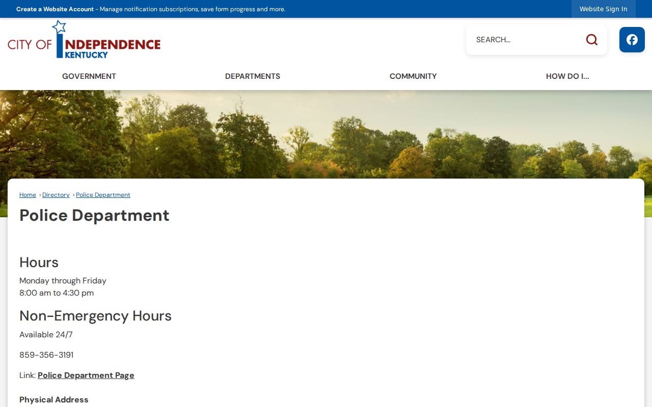 Independence Police Department criminal records directory