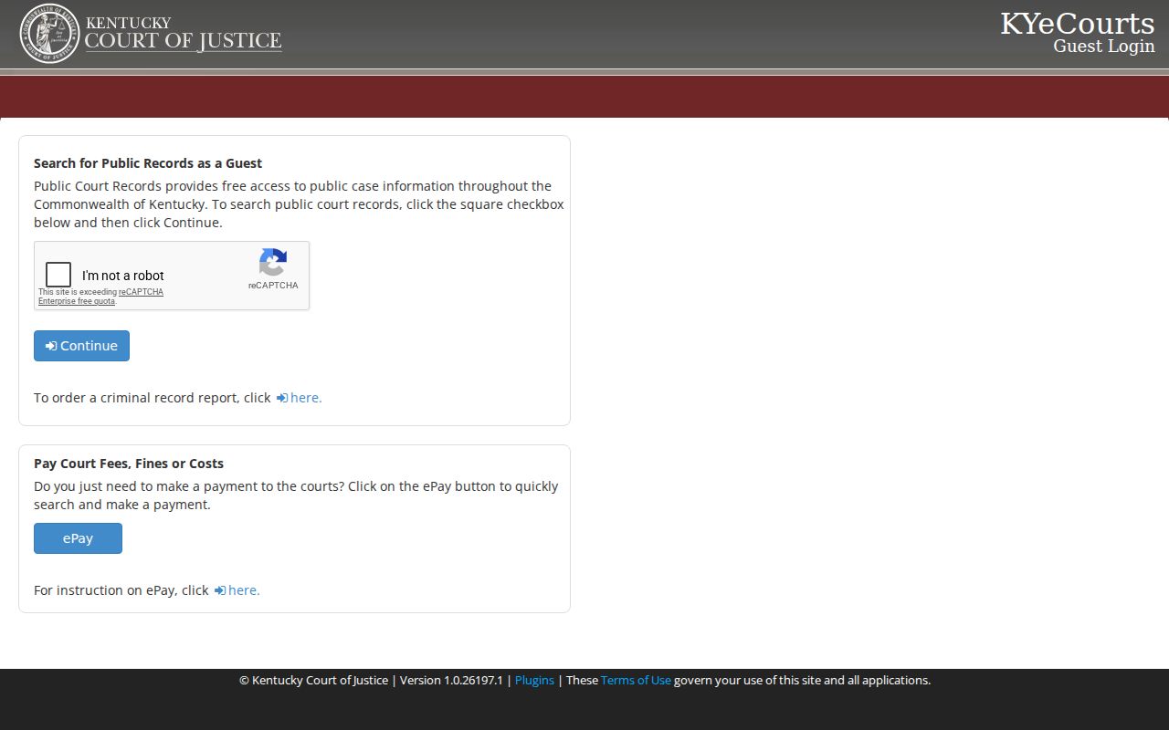 Kenton County criminal record AOC one-time request portal