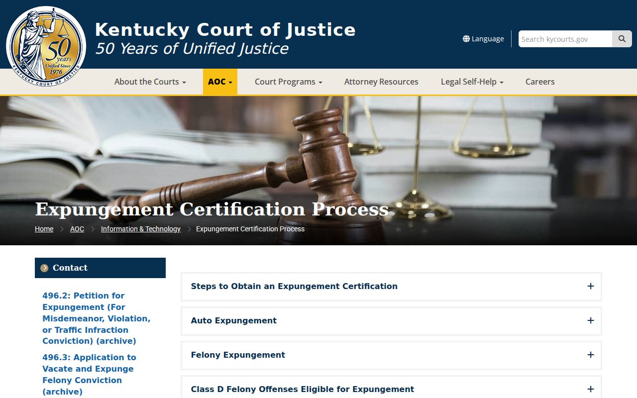 Kenton County criminal record expungement instructions