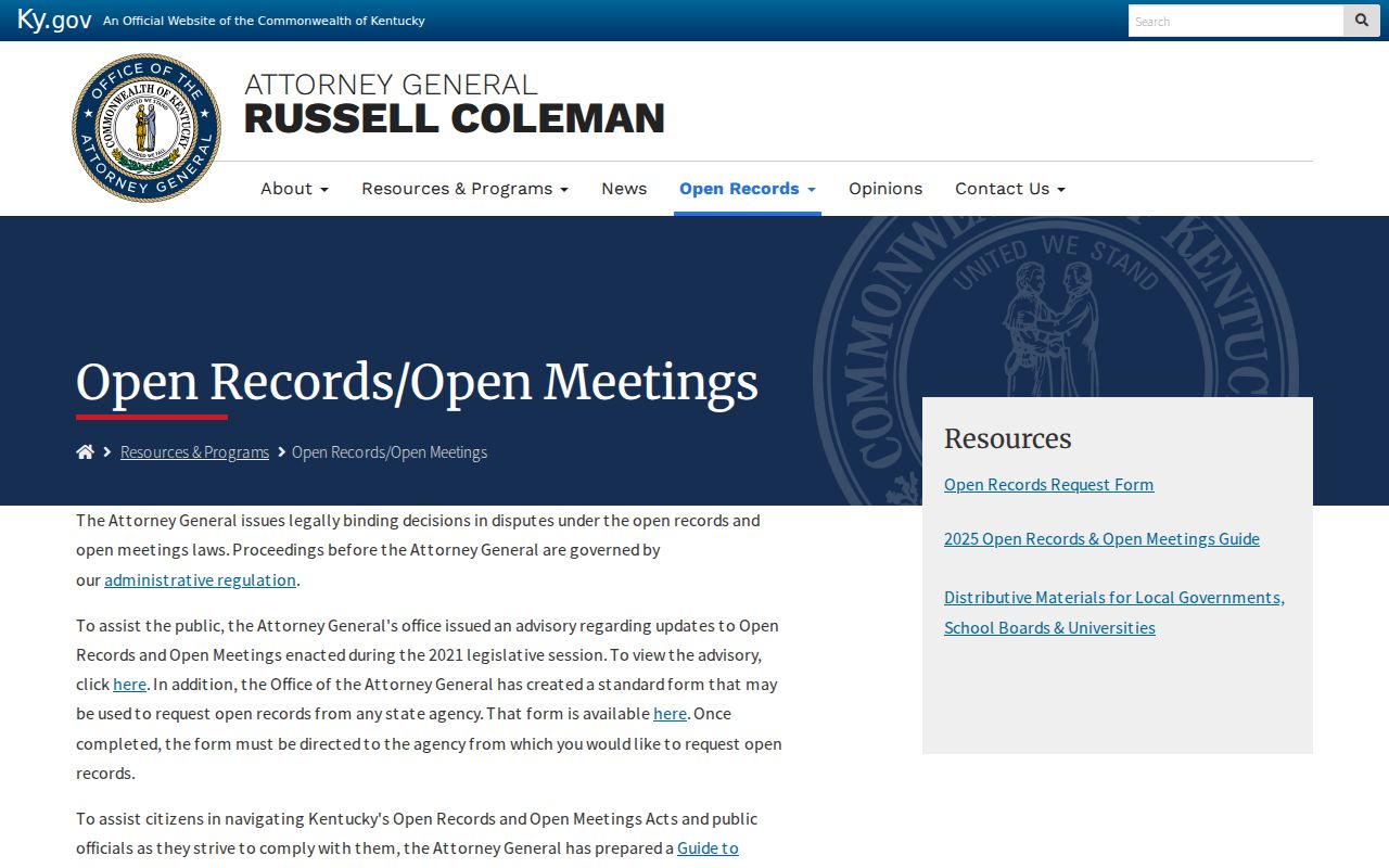 Kenton County criminal records Kentucky open records guidance